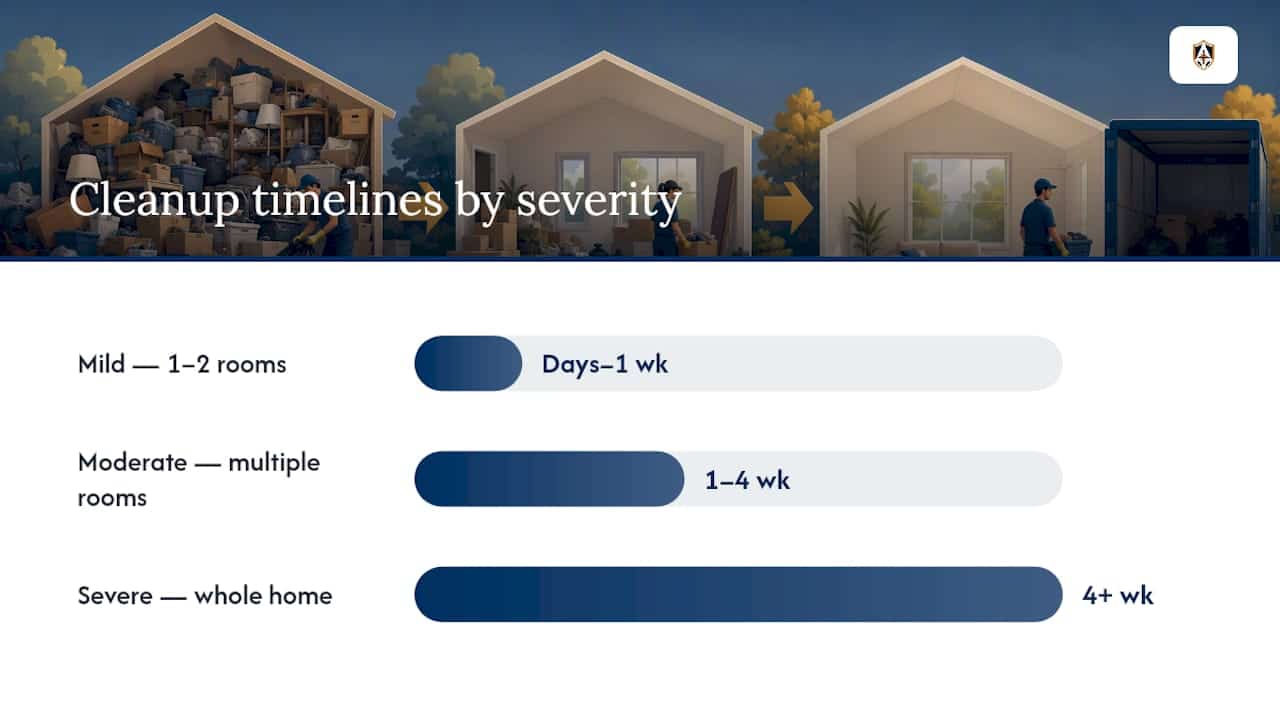 Cleanup severity levels and associated costs and timelines