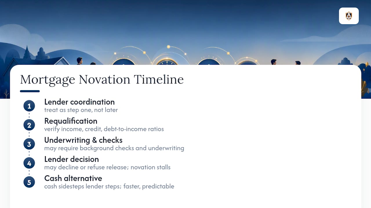 Mortgage novation financing timeline and steps